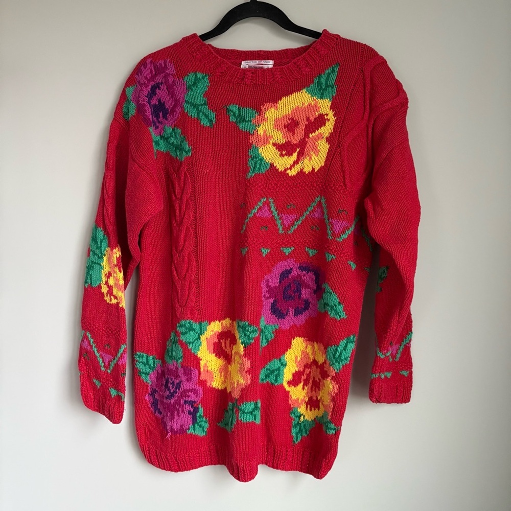 Vintage Picone Floral Hand Knit Sweater